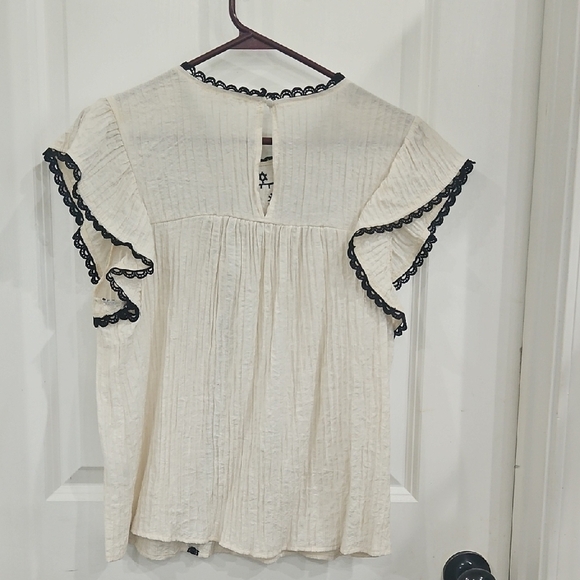 Mine Cream Ruffled Bib Collar Blouse - Picture 9 of 9
